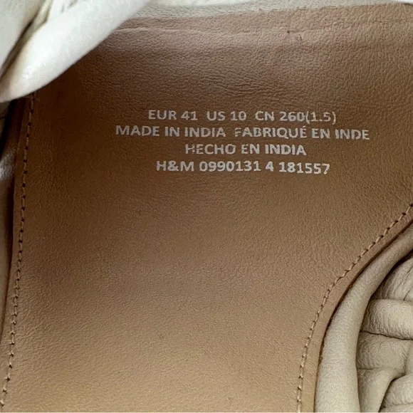 H&M Premium Beige Woven Leather Square Toe Mules Heels 41 - Picture 8 of 11